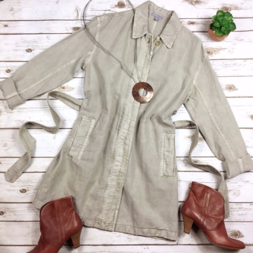 James Perse Linen and Cotton Long Jacket or Coat